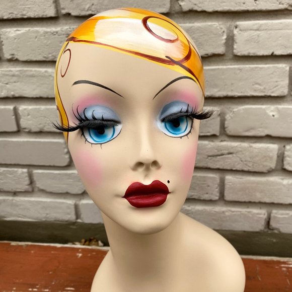 * SOLD * Art Deco Vintage Style Mannequin Head Hat Stand Jewelry Display - Picture 6 of 14